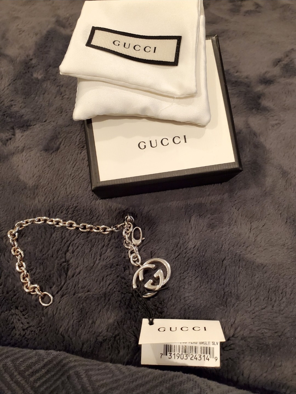 Gucci Silver-Tone  GG Charm Chain Bracelet